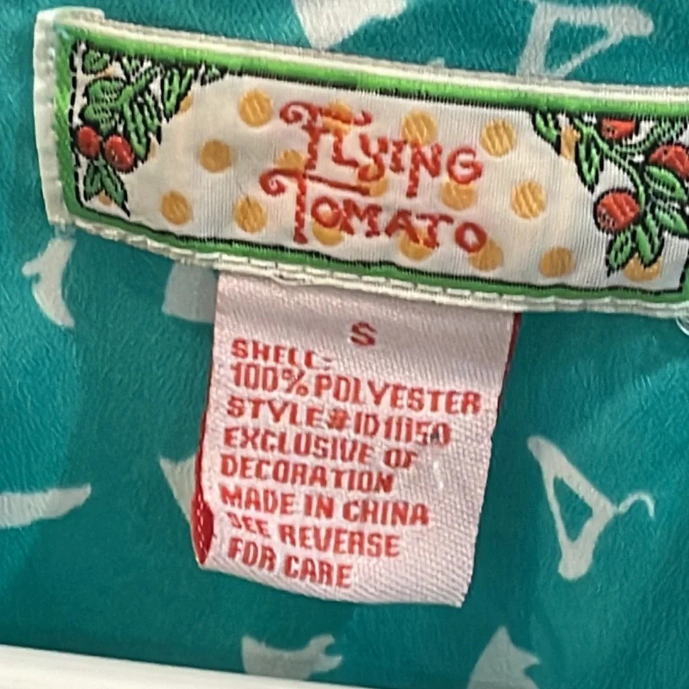 Flying Tomato Flying Green White Short Sleeve Retro Dress  size small - Picture 5 of 16